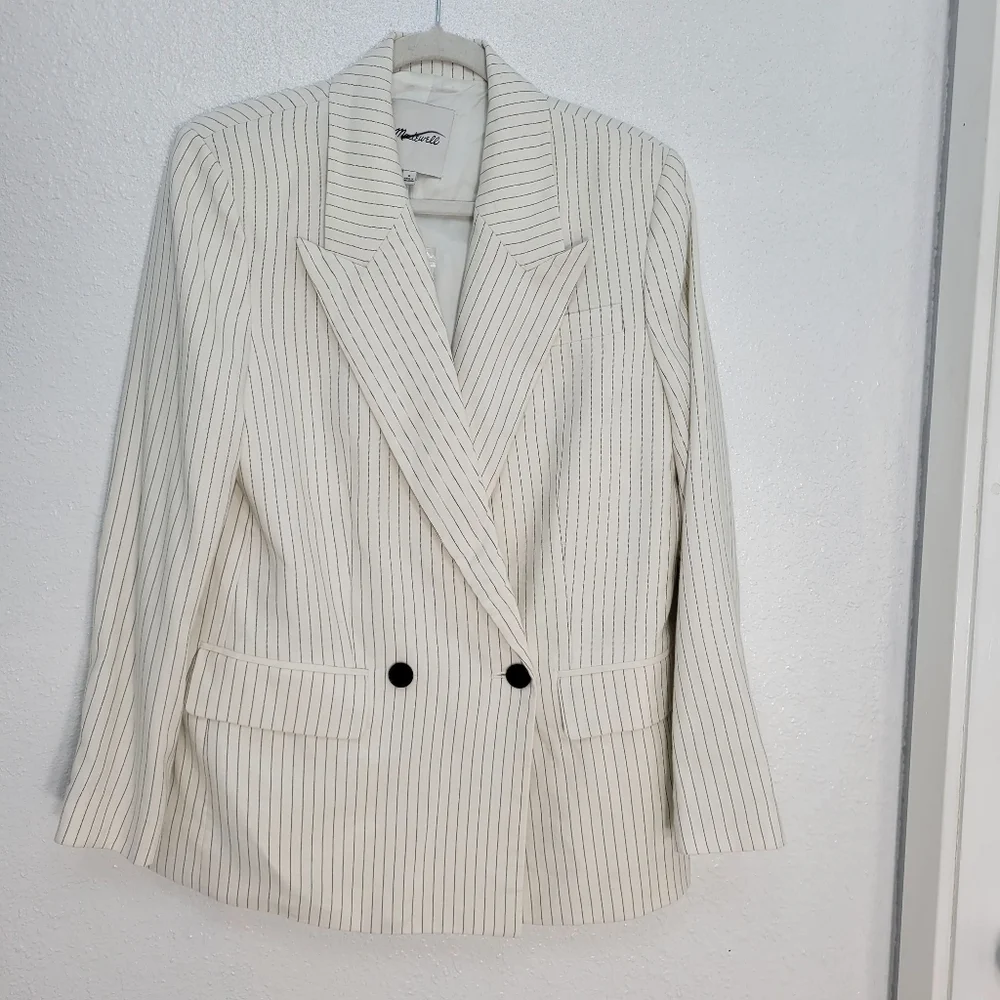 NWT! MADEWELL Relaxed Blazer in Pinstripe Linen Blend NU290_6